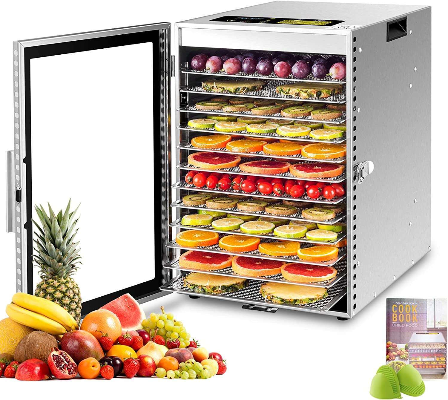 Kwasyo Deshydrateur Alimentaire avec 12 Plateaux Inox