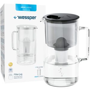 Wessper Carafe En Verre Avec 1 Filtre À Eau